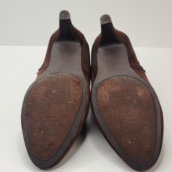 London Fog Boots Women 8M Brown Suede Ankle Zip Booties 2" Heel Dressy Casual - Picture 13 of 13